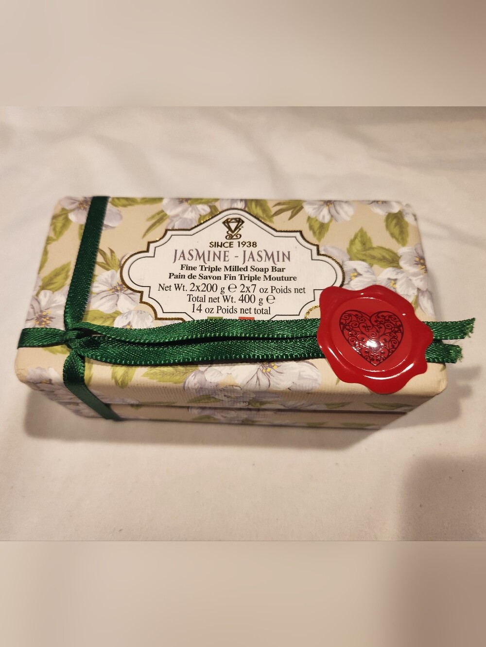 Jasmine Fine Triple Milled Soap Bar – New- Made in Italy!  Hand wrapped.